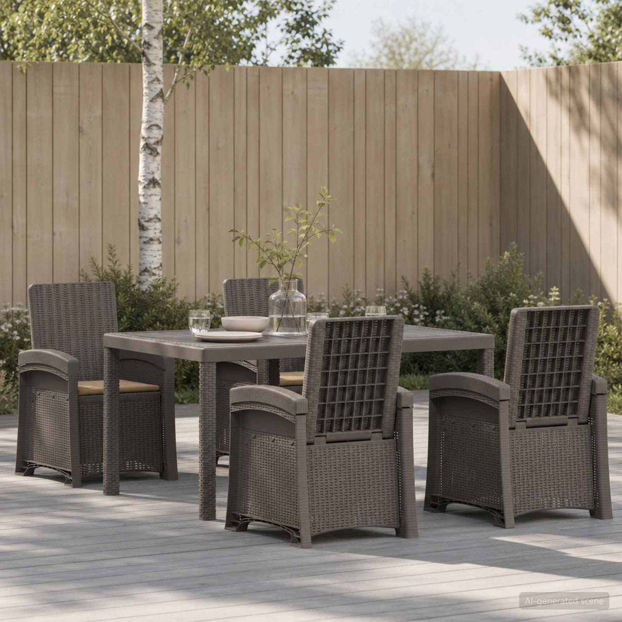 vidaXL Garden Dining Set 5 pcs Anthracite and Cream PP