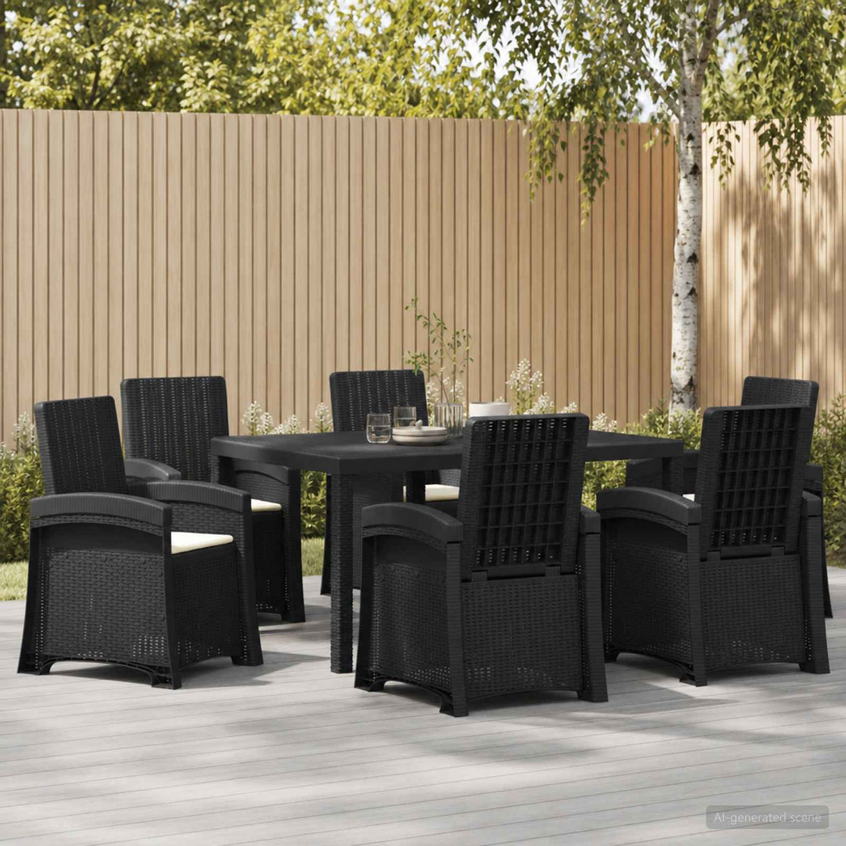 vidaXL Garden Dining Set 5 pcs Anthracite and Cream PP