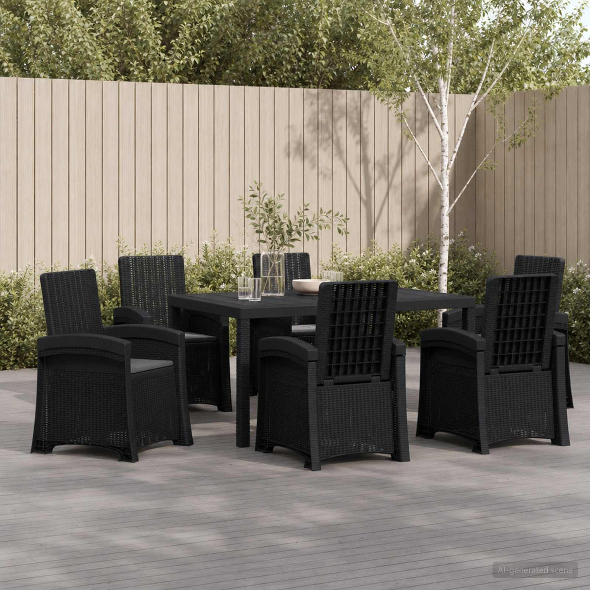 vidaXL Garden Dining Set 5 pcs Anthracite and Cream PP