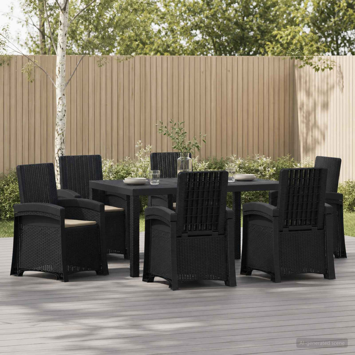 vidaXL Garden Dining Set 5 pcs Anthracite and Cream PP