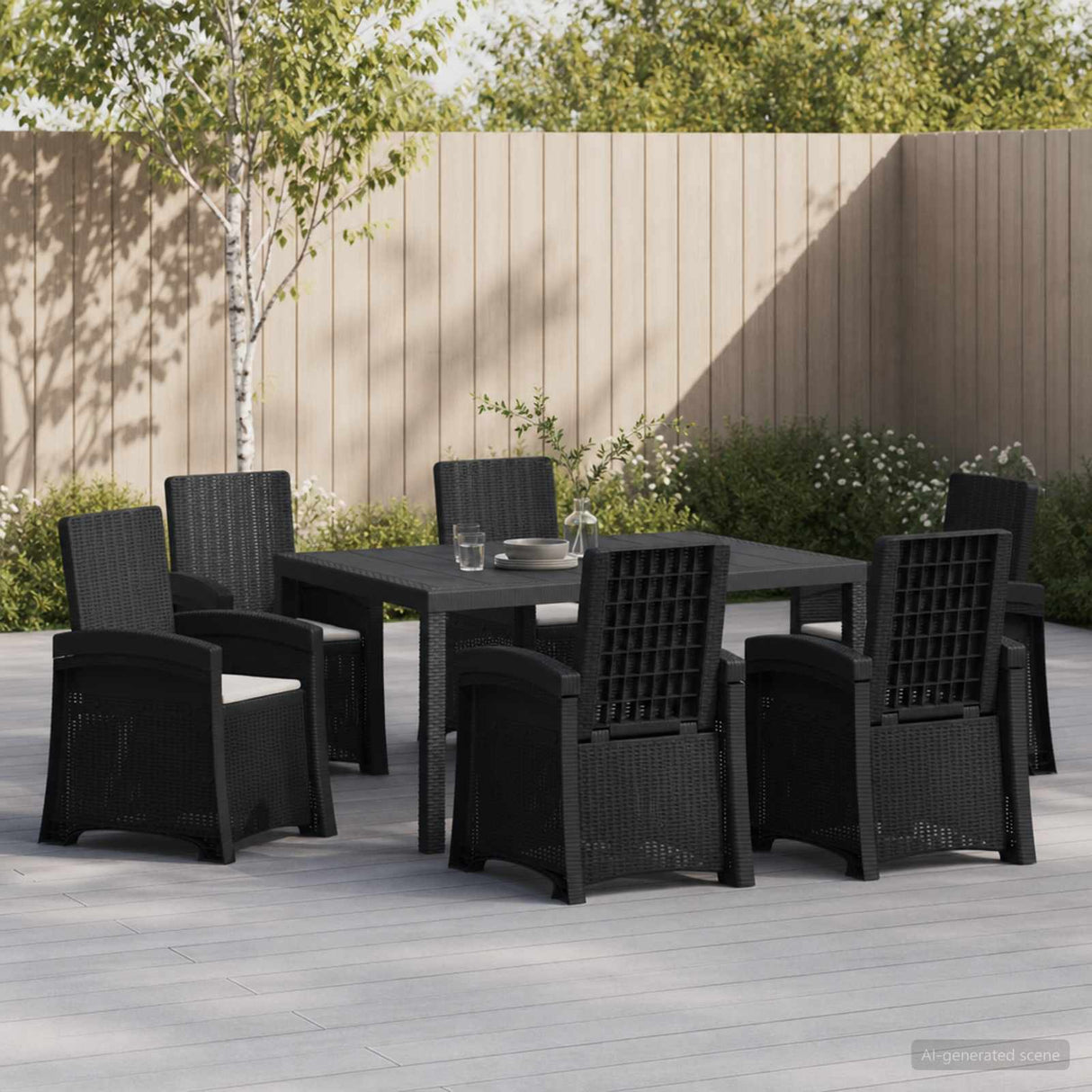 vidaXL Garden Dining Set 5 pcs Anthracite and Cream PP