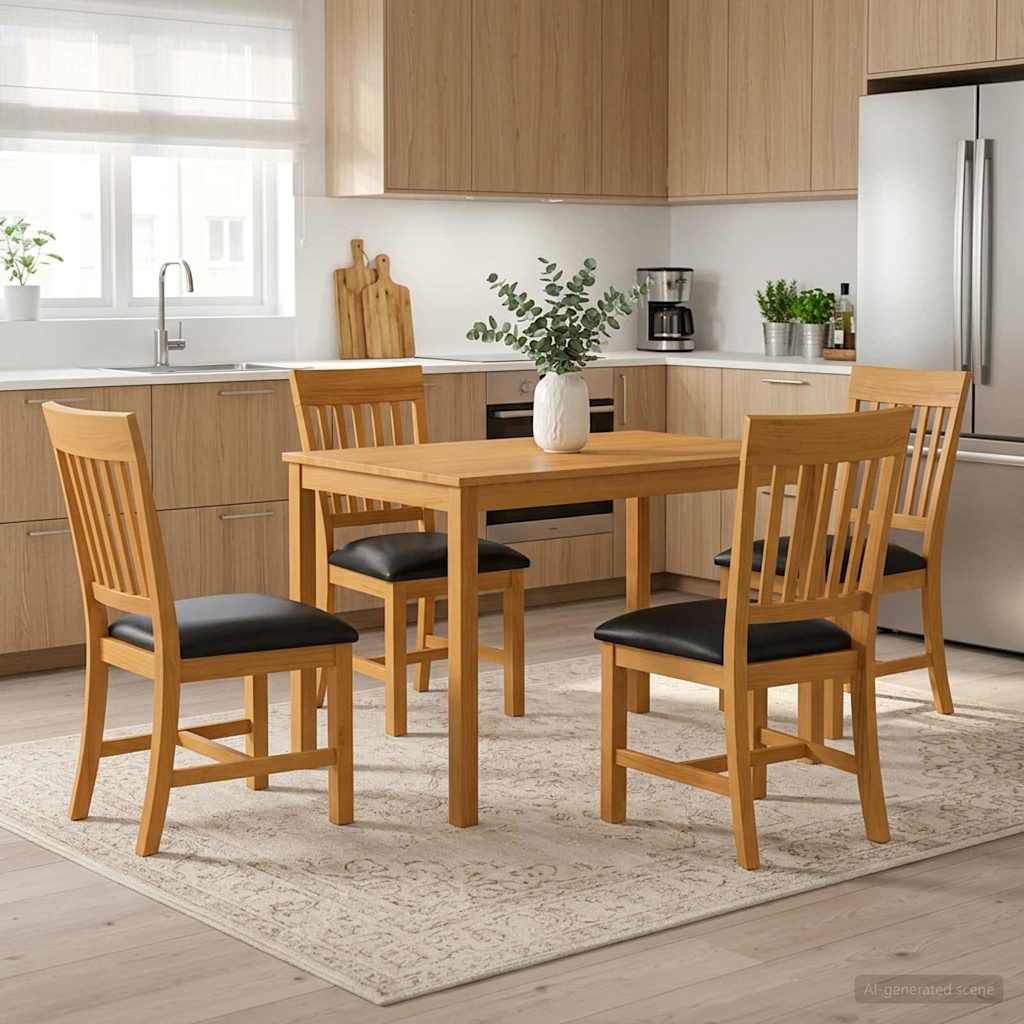 vidaXL Eetkamerset 5 st Grijs Massief Eikenhout