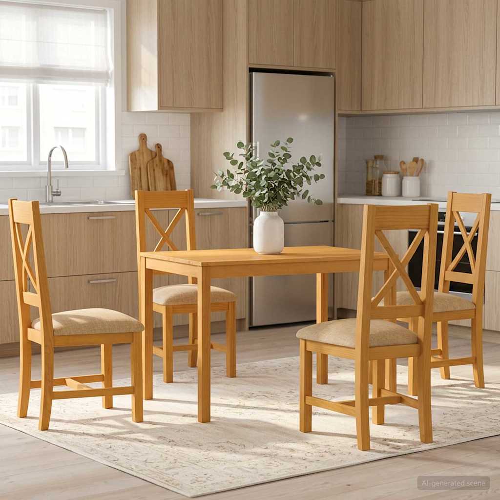 vidaXL 5-piece Dining Set Grey Solid Oak Wood