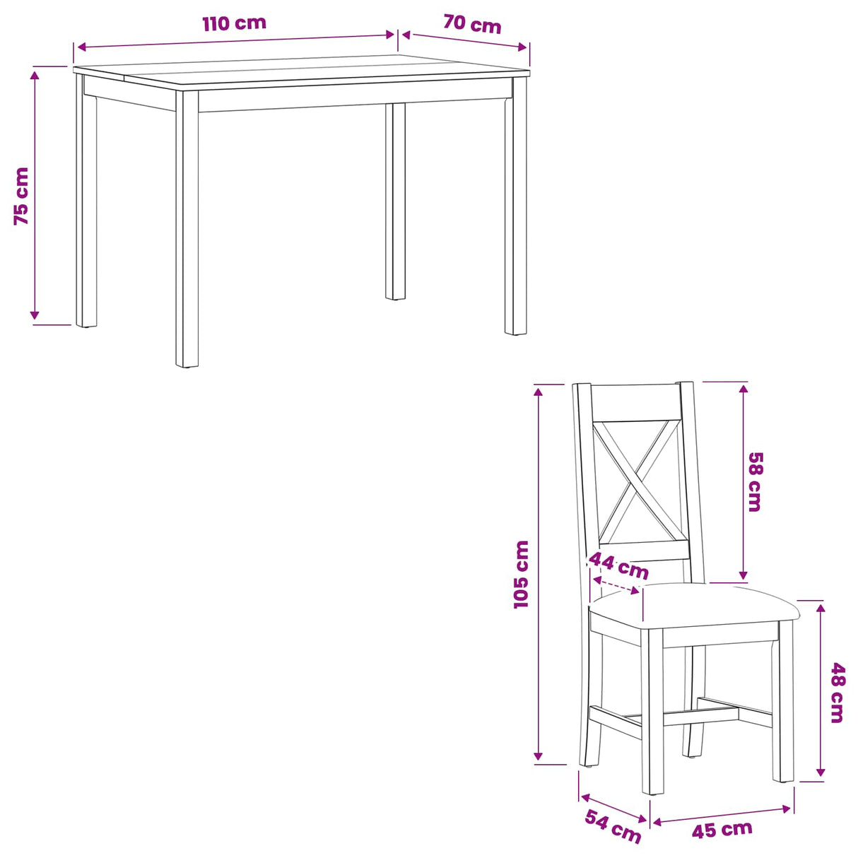 vidaXL 5-piece Dining Set Grey Solid Oak Wood