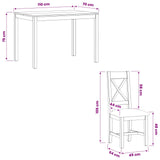 vidaXL 5-piece Dining Set Grey Solid Oak Wood