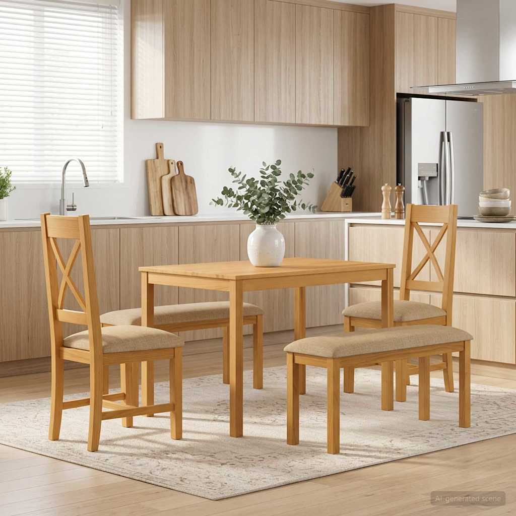 vidaXL 5-piece Dining Set Grey Solid Oak Wood