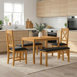 vidaXL 5-piece Dining Set Grey Solid Oak Wood
