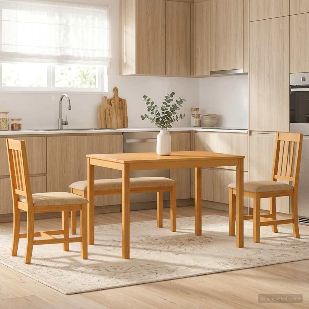 vidaXL Eetkamerset 5 st Grijs Massief Eikenhout
