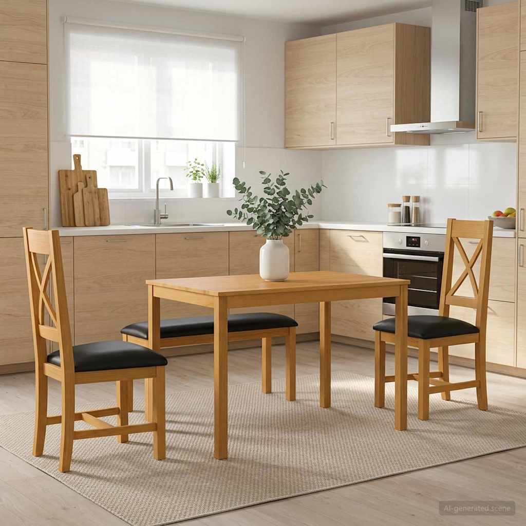 vidaXL 5-piece Dining Set Grey Solid Oak Wood