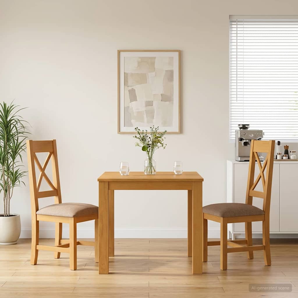 vidaXL Dining Set 3 Pieces Grey Solid Oak Wood