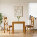 vidaXL Dining Set 3 Pieces Grey Solid Oak Wood