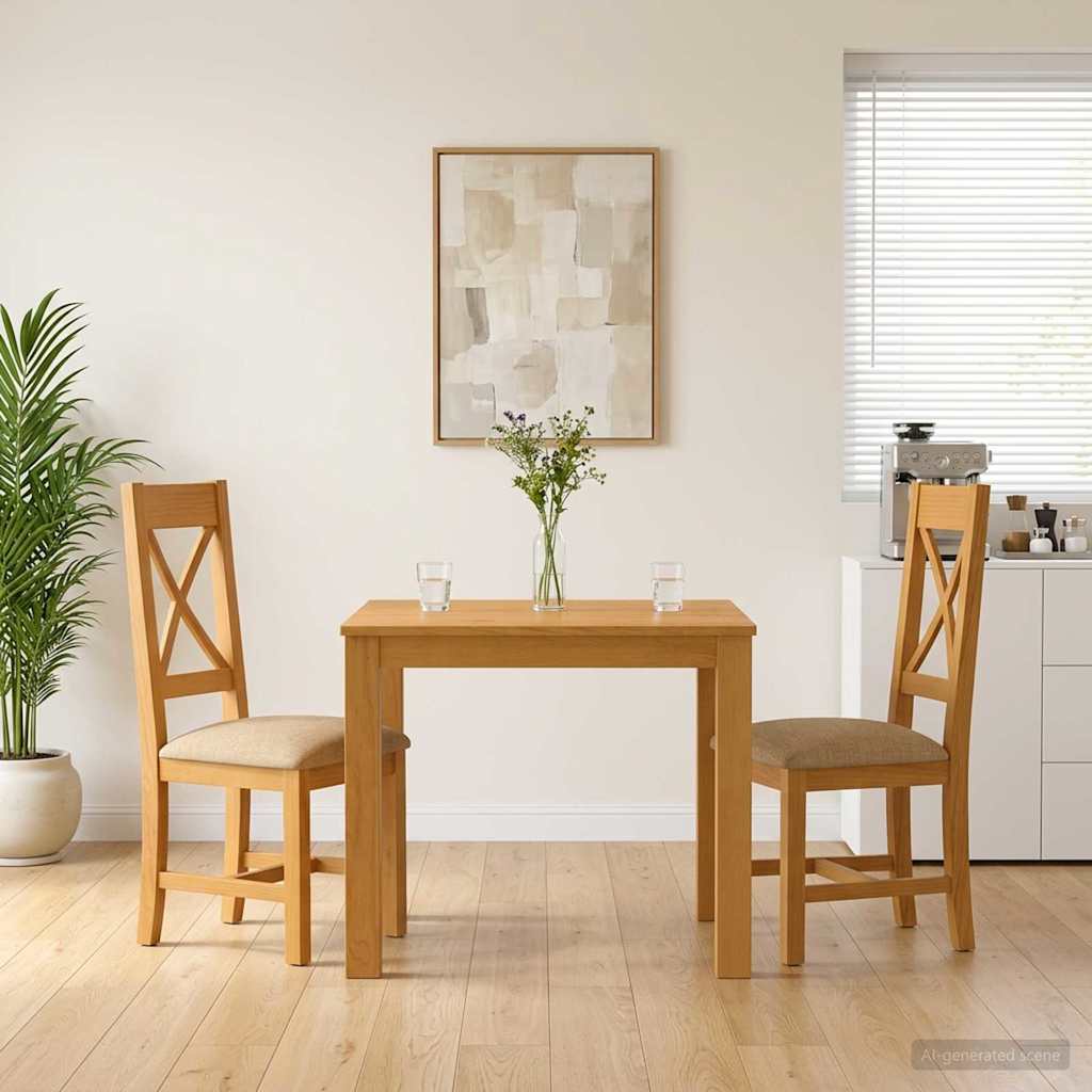vidaXL Dining Set 3 Pieces Grey Solid Oak Wood