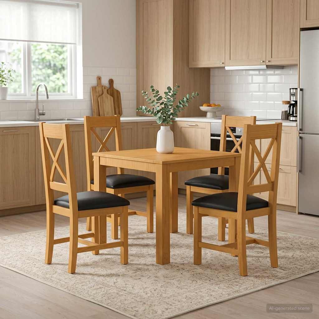 vidaXL Dining Set 3 Pieces Grey Solid Oak Wood