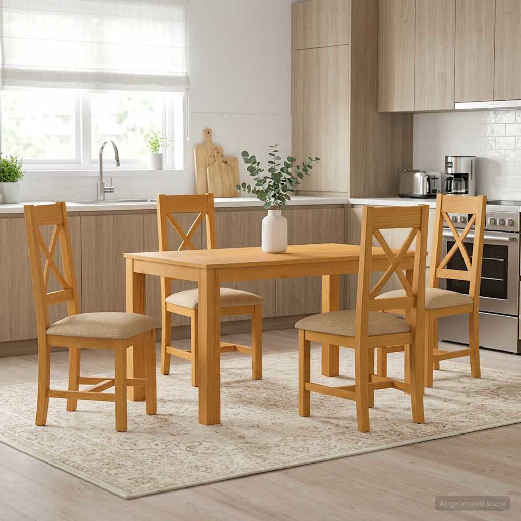 vidaXL Dining Set 3 Pieces Grey Solid Oak Wood