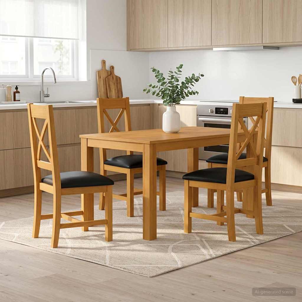 vidaXL Dining Set 3 Pieces Grey Solid Oak Wood