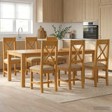 vidaXL Dining Set 3 Pieces Grey Solid Oak Wood