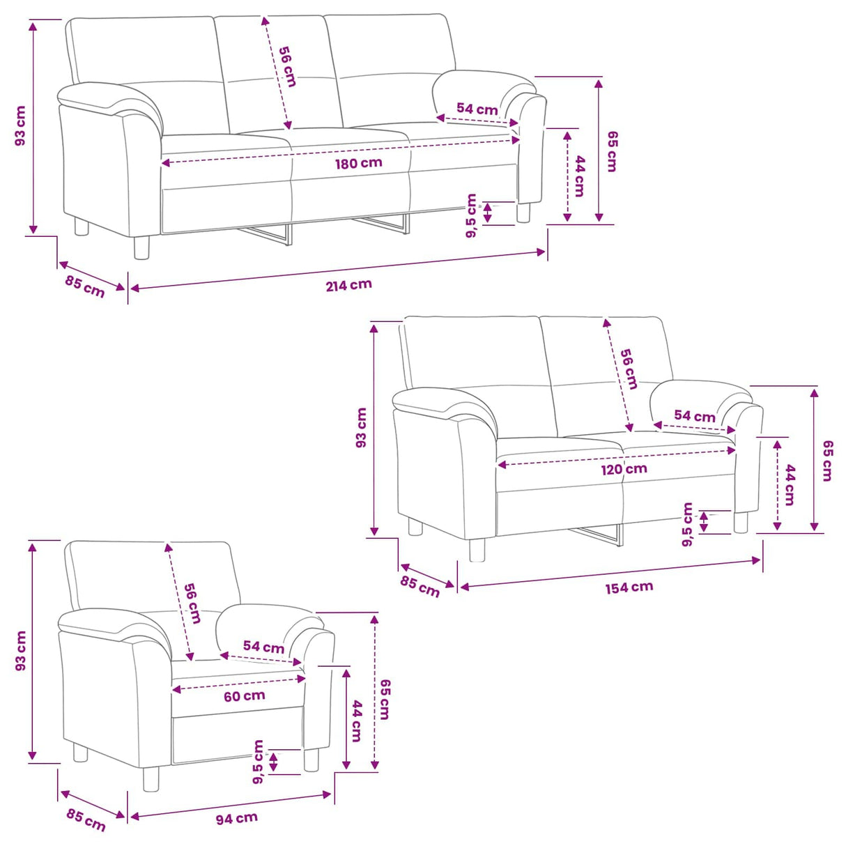 vidaXL Sofa set 3 pcs Cream velvet