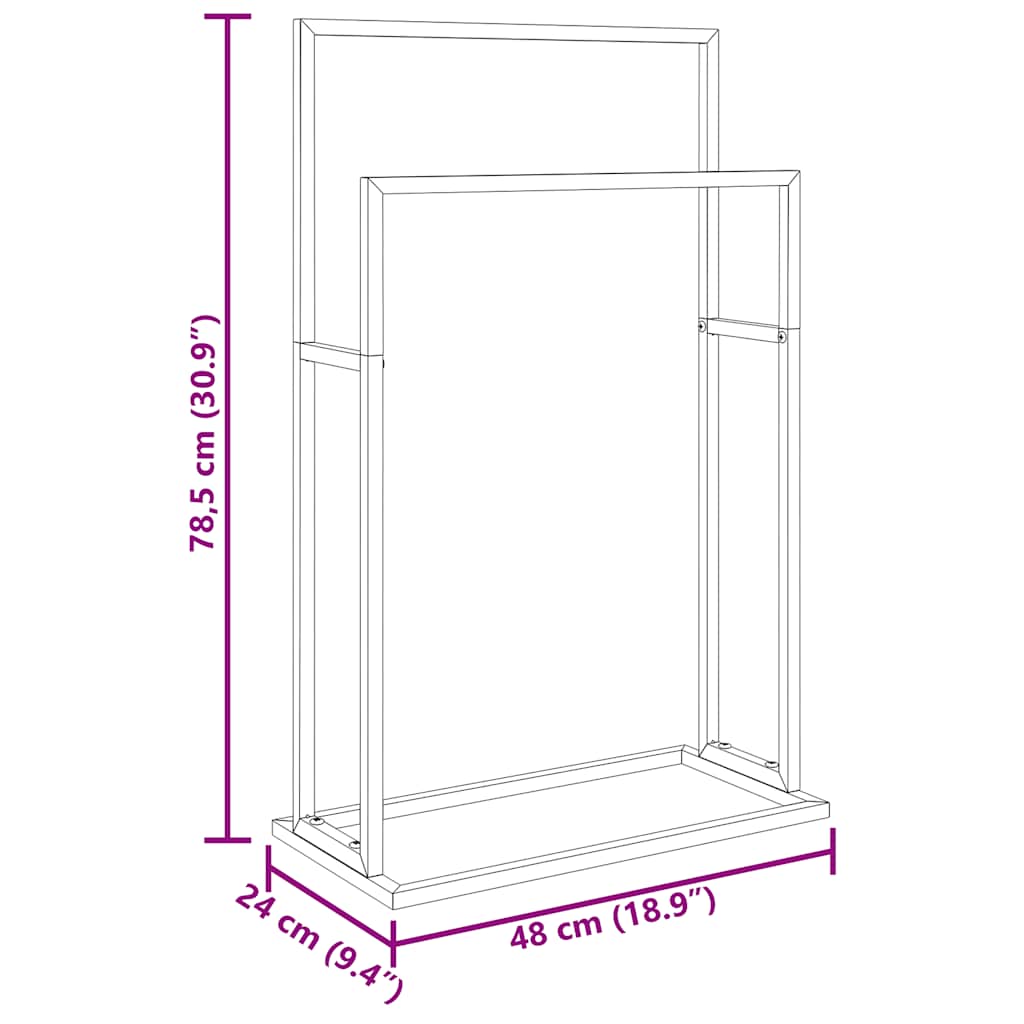 vidaXL Handdoekenrek vrijstaand 48x24x78,5 cm ijzer zwart
