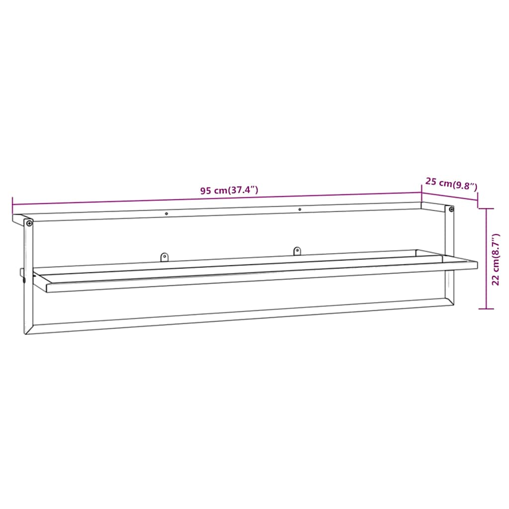 vidaXL Handdoekenrek 95x25x22 cm ijzer zwart