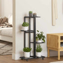 vidaXL Flower Pot Stand with Wheels 4-Tier 44x23x80 cm Iron Black