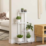 vidaXL Flower Pot Stand with Wheels 4-Tier 44x23x80 cm Iron Black