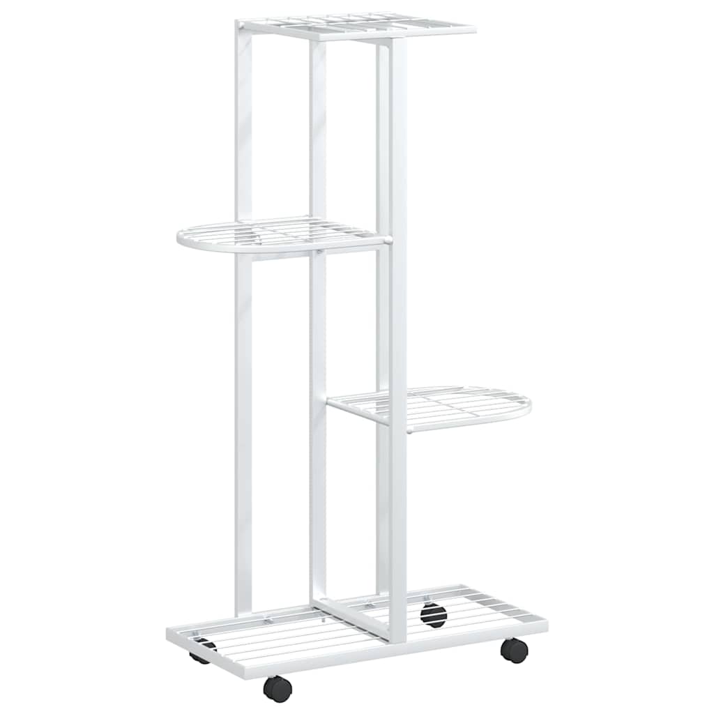 vidaXL Flower Pot Stand with Wheels 4-Tier 44x23x80 cm Iron Black