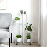 vidaXL Flower Pot Stand with Wheels 4-Tier 44x23x80 cm Iron Black