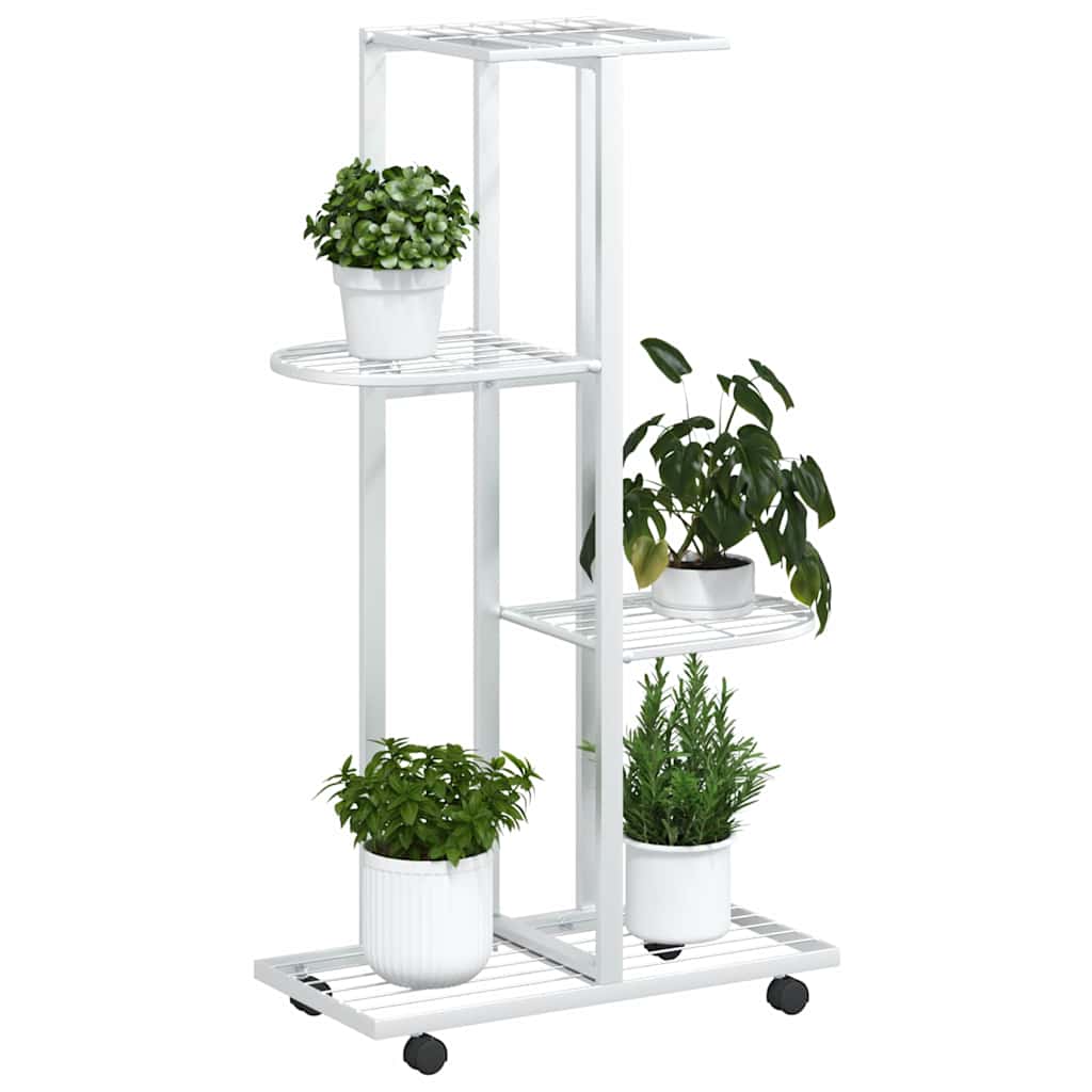 vidaXL Flower Pot Stand with Wheels 4-Tier 44x23x80 cm Iron Black