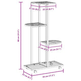 vidaXL Flower Pot Stand with Wheels 4-Tier 44x23x80 cm Iron Black