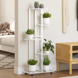 vidaXL Flower Pot Stand with Wheels 4-Tier 44x23x80 cm Iron Black