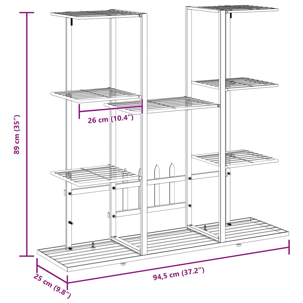 vidaXL Flower Stand 94.5x25x89 cm Iron Black