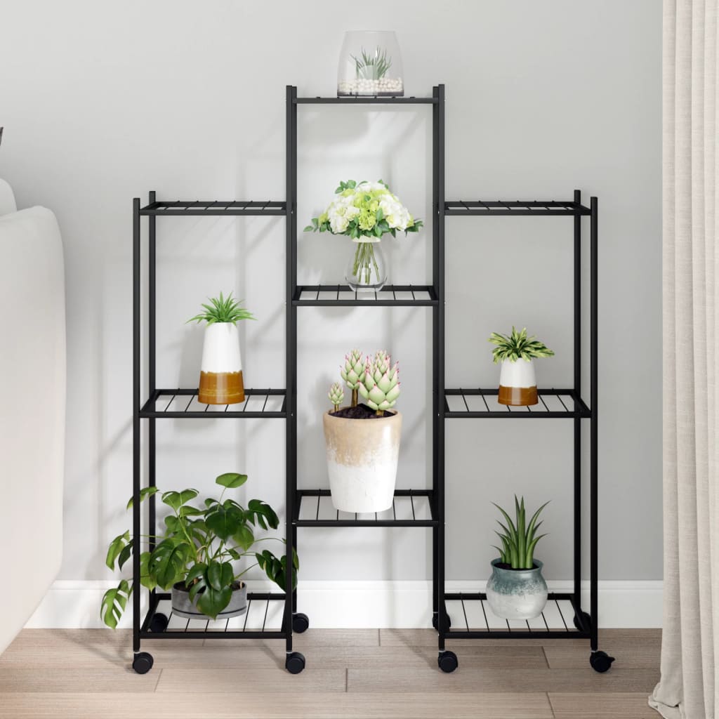 vidaXL Bloemenstandaard 83x25x100 cm ijzer zwart