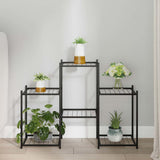 vidaXL Bloemenstandaard 83x25x60 cm ijzer zwart