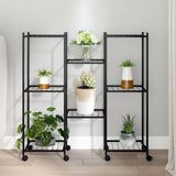 vidaXL Bloemenstandaard 83x25x80 cm ijzer zwart