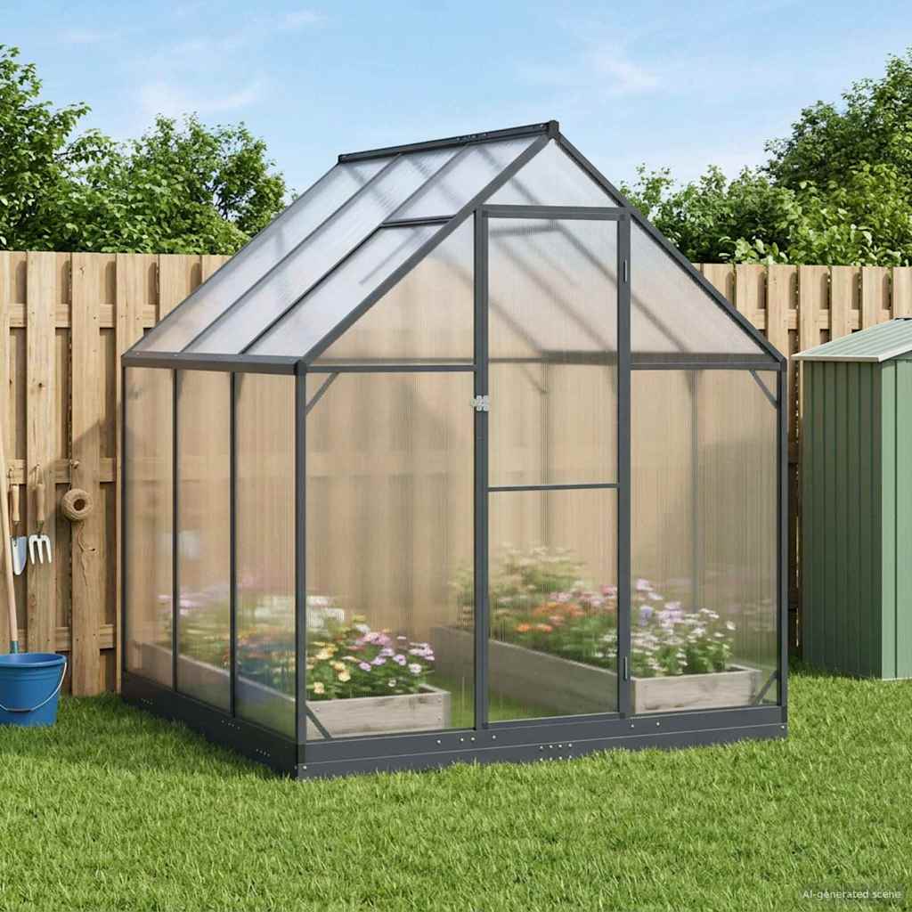 vidaXL Garden Greenhouse with Door Anthracite 183.5 x 183.5 x 207 cm