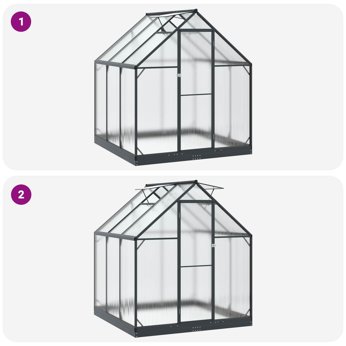 vidaXL Garden Greenhouse with Door Anthracite 183.5 x 183.5 x 207 cm
