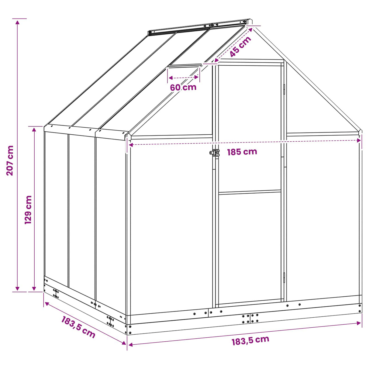 vidaXL Garden Greenhouse with Door Anthracite 183.5 x 183.5 x 207 cm