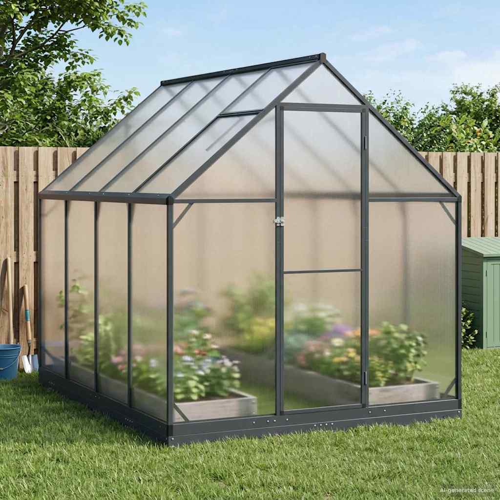 vidaXL Garden Greenhouse with Door Anthracite 183.5 x 183.5 x 207 cm