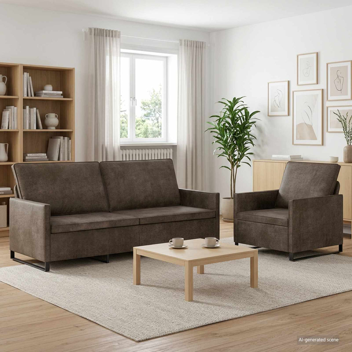 vidaXL Bankstel 2 pcs Donkergrijs Kunstsuède stof
