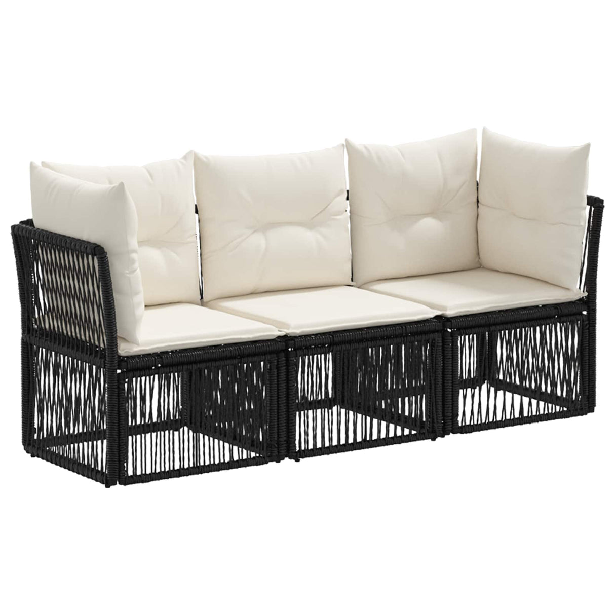 vidaXL Garden Bench Set 4 pcs Black poly rattan