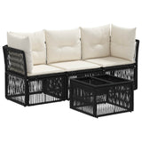vidaXL Garden Bench Set 4 pcs Black poly rattan