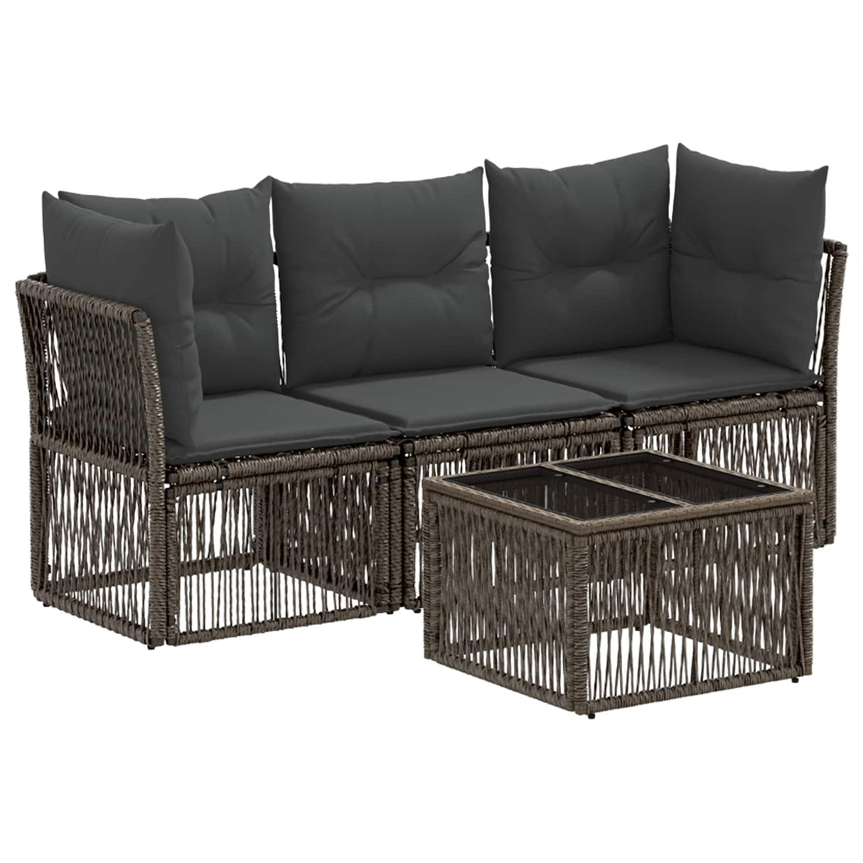vidaXL Garden Bench Set 4 pcs Black poly rattan