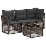 vidaXL Garden Bench Set 4 pcs Black poly rattan