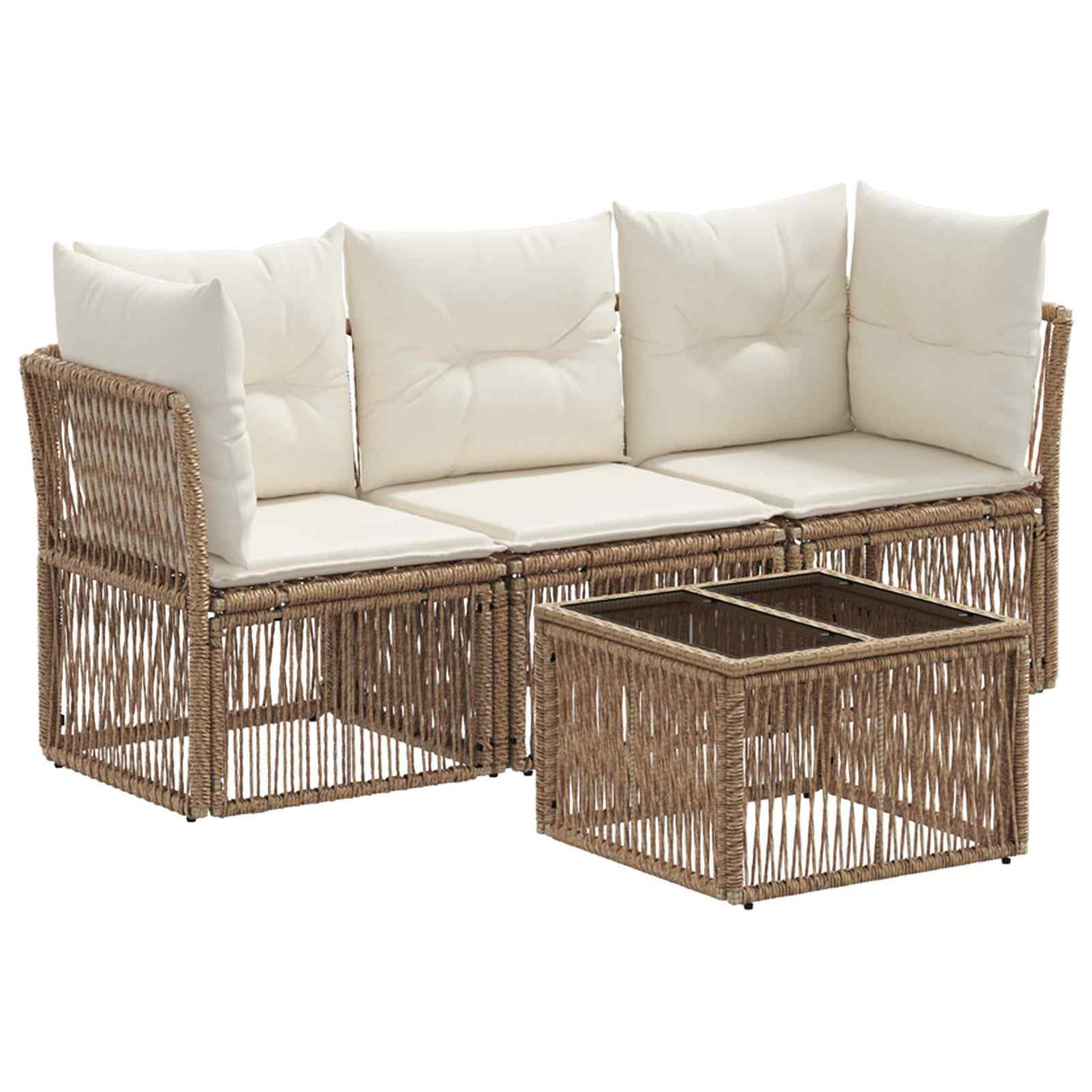 vidaXL Garden Bench Set 4 pcs Black poly rattan