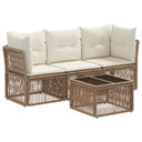 vidaXL Garden Bench Set 4 pcs Black poly rattan