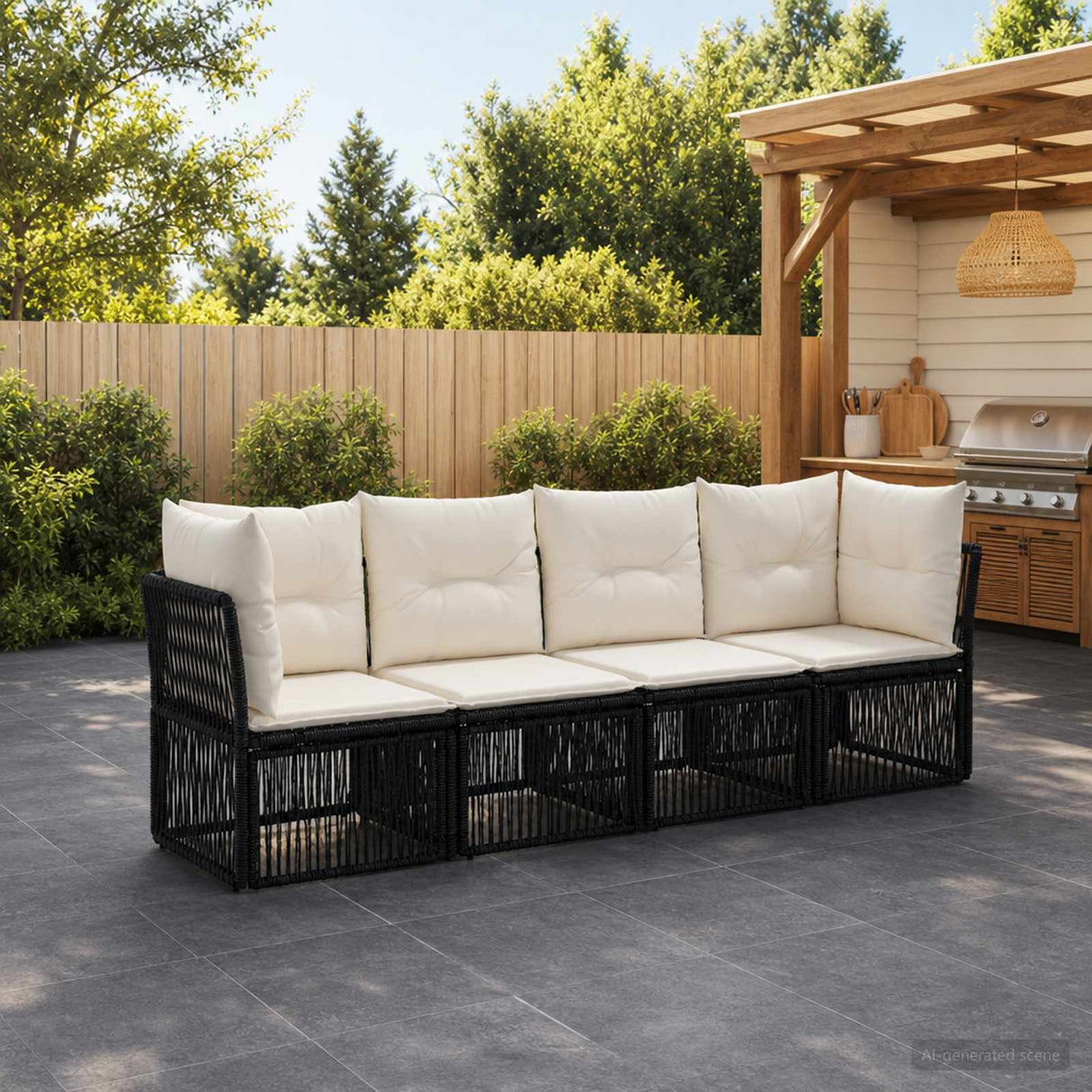 vidaXL Garden Bench Set 5 pcs Black poly rattan