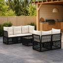 vidaXL Garden Bench Set 6 pcs Black poly rattan