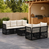 vidaXL Garden Bench Set 6 pcs Black poly rattan
