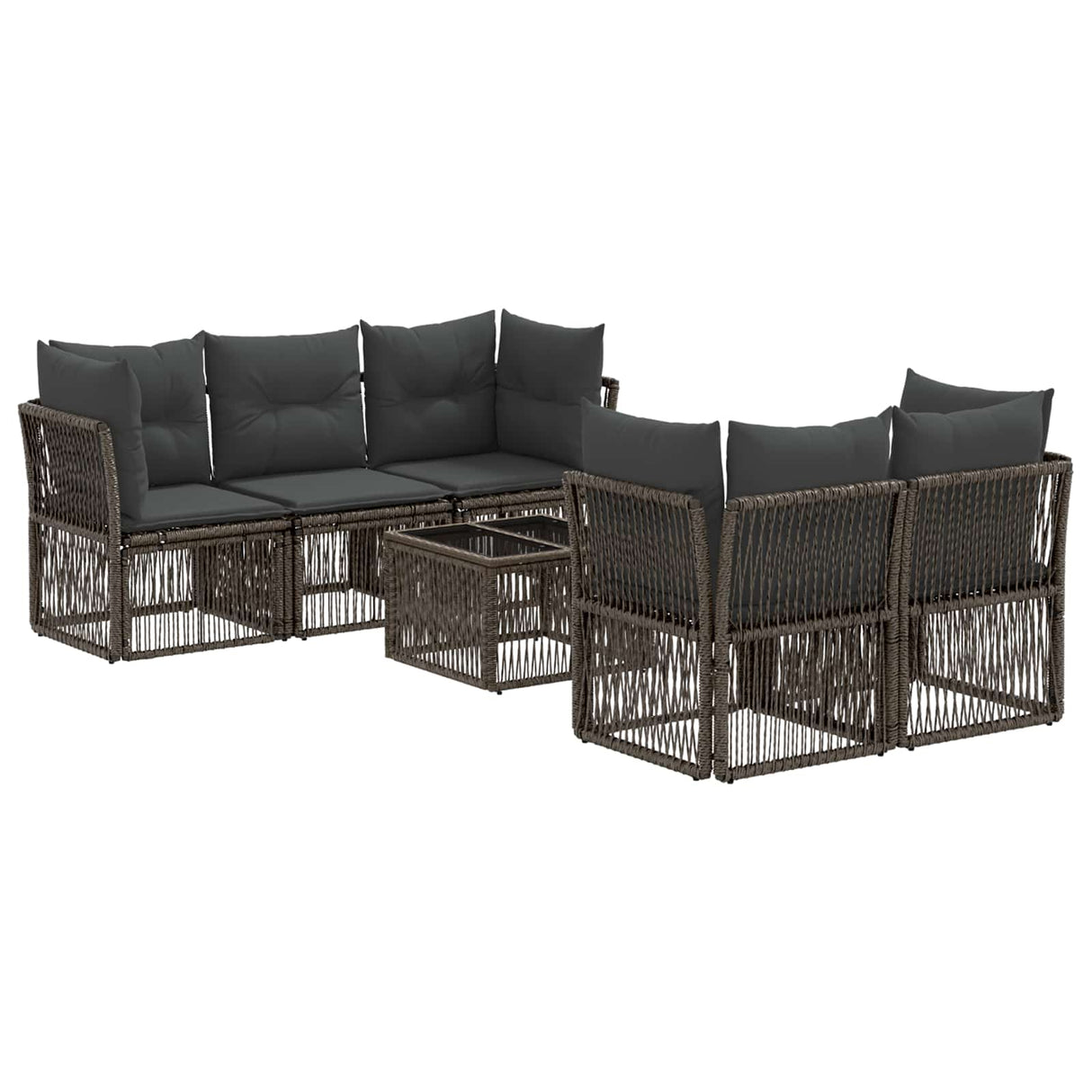vidaXL Garden Bench Set 6 pcs Black poly rattan