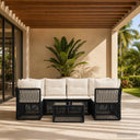 vidaXL Tuinbank Set 7 st Zwart poly rattan